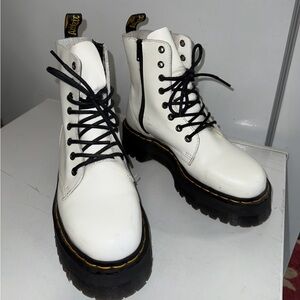 White Dr.Martin Platform Boots